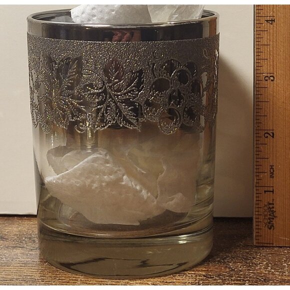 MCM Silver Fade Ombre Old Fashioned Glasses Set of 5 Textured Grapes & Leaves - Picture 5 of 12